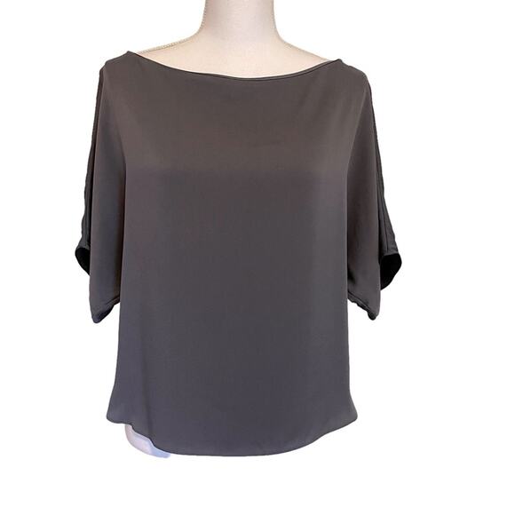 Milly Grey Silk Short Sleeve High Low Blouse Small - Picture 1 of 10